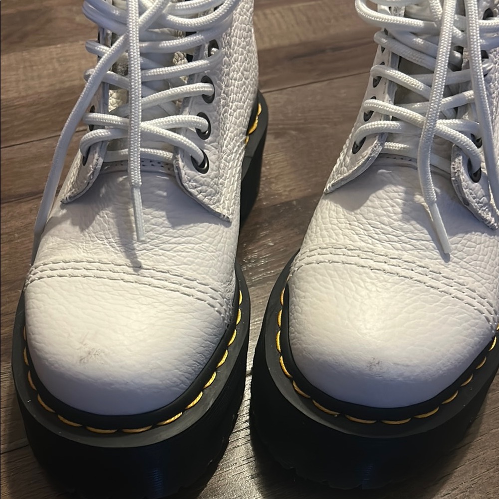 Dr. Martens Sinclair White Leather Platform Boots - Picture 4 of 7